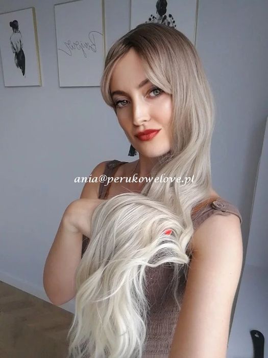 Peruka BLOND ombre długie włosy na co dzień jak naturalne