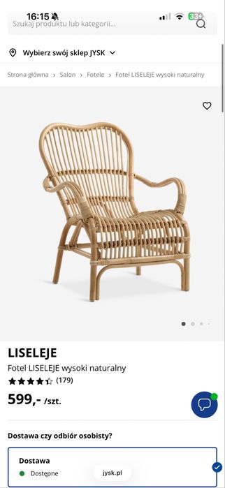 Fotel LISELEJE  jysk, boho, ratanowy, krzesło