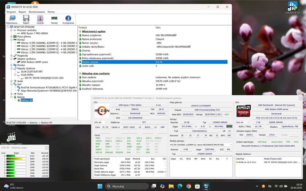 Laptop LENOVO ThinkPad T14 Gen 3/14"-dotykowa/AMD R7 Pro-6850U/16G/512