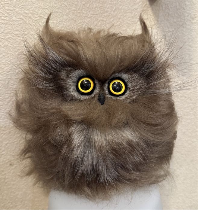 Декоративная сова ,сувенир ,шерсть ламы