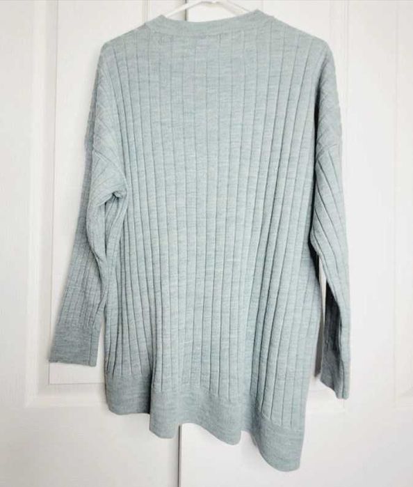 Zara M L 38 40 sweter oversize wełna w składzie prążki melanż