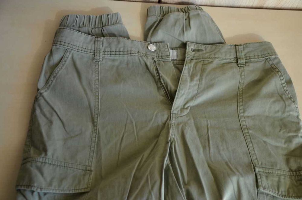 Spodnie jeansy zielone khaki bojówki 40 L New Look