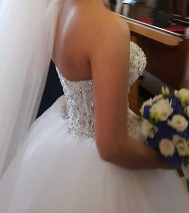 Suknia ślubna glamour księżniczka 36-38 gorset princessa zdobiona