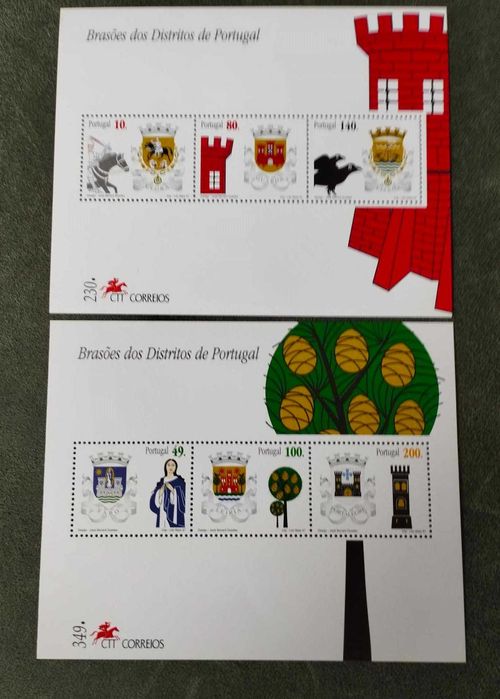 Blocos nº 185/86 – Brasões dos Distritos de Portugal (2º grupo)