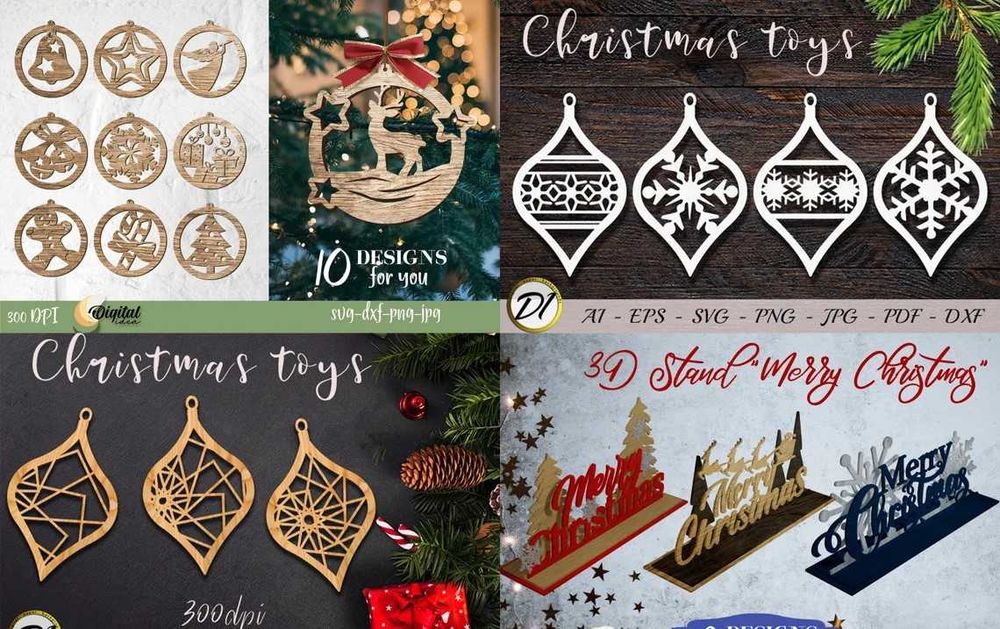 306 Ficheiros decorações de natal para máquinas a laser ,CNC, mdf