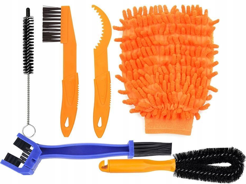 Zestaw do czyszczenia roweru szczotki do łańcucha opon pielęgnacji 7w1