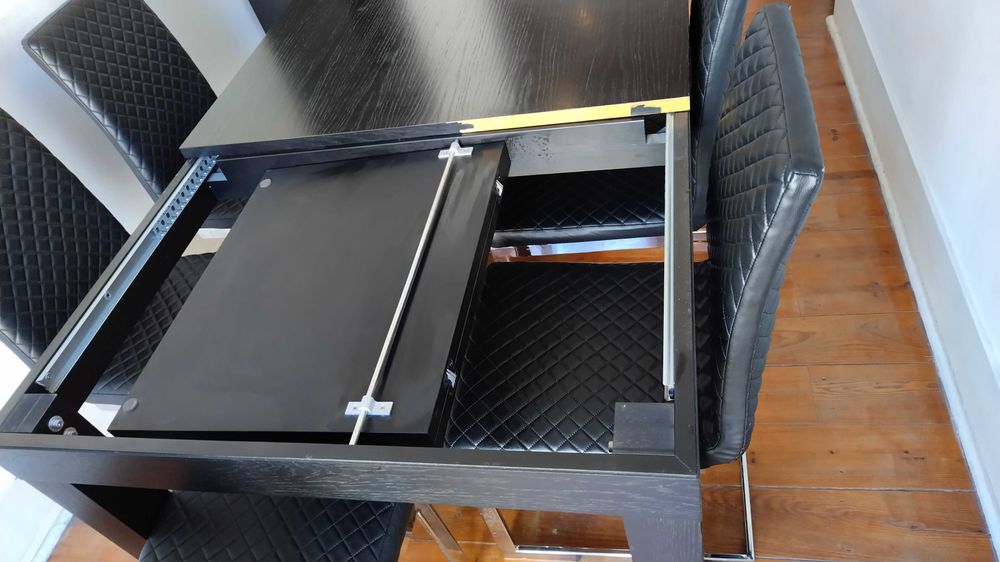 Mesa jantar extensível preta