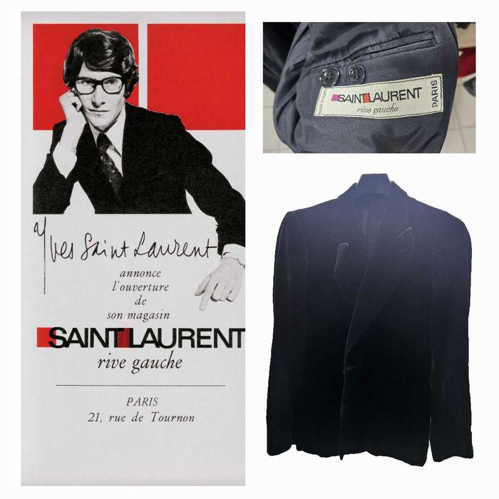 Пиджак чорний бархат YSL VTG Saint Laurent rive gauche вінтаж еліт