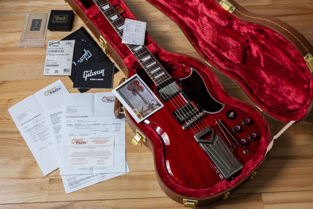 Gibson SG Standard '61 Sideways Vibrola Vintage Cherry 2022 + CrazyParts + MojoAxe +Area59 (na gwarancji)