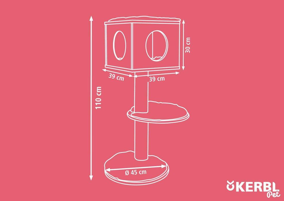 Drapak dla kota, Dinari Light, 110 cm, ścienny, biało-brązowy, Kerbl