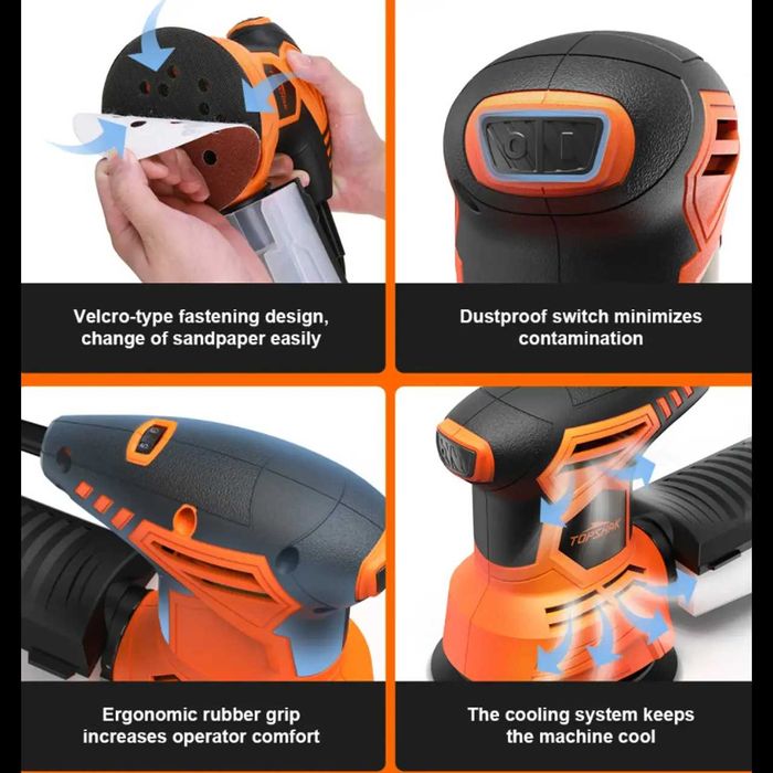 D91- Lixadeira Orbital VEVOR 350W Elétrica Rotativa 125mm 6 VELOCIDADE