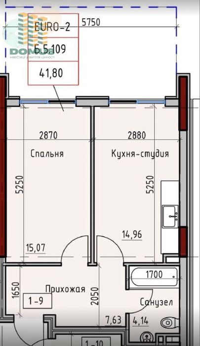2-комнатная квартира по адресу (площадь 41,8 м²) - Atlanta.ua - фото 3