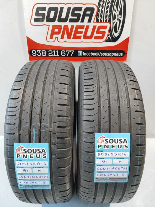2 Pneus semi novos 205-55R16 Continental - 85 euros Oferta dos portes