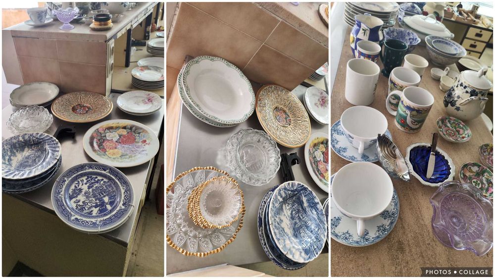Lote de muitas peças de porcelana, vidro e outros