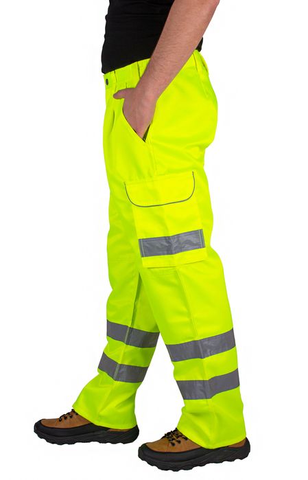 Spodnie Robocze Odblaskowe Bojówki Żółte Bhp 34/34