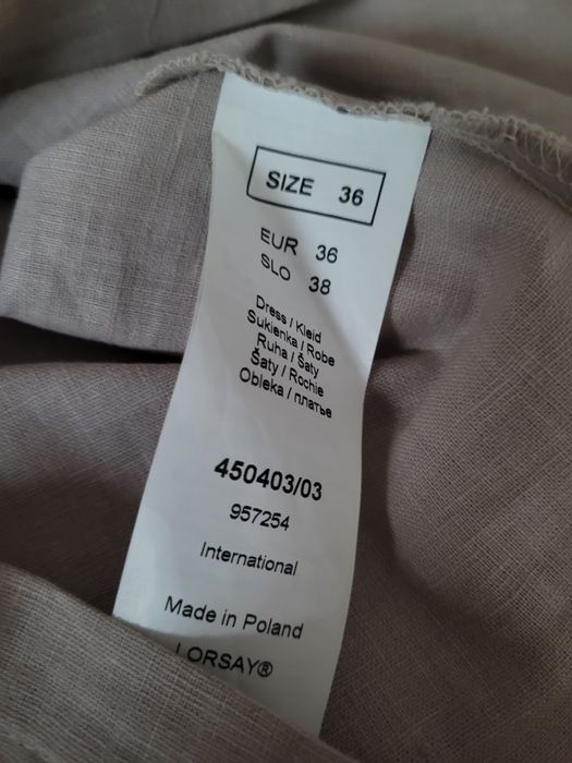 Lniana sukienka beż 36