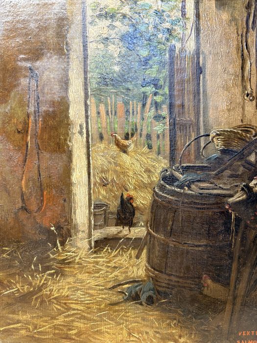 Théodore Frédéric Salmon: cena rural - pintura em óleo sobre tela