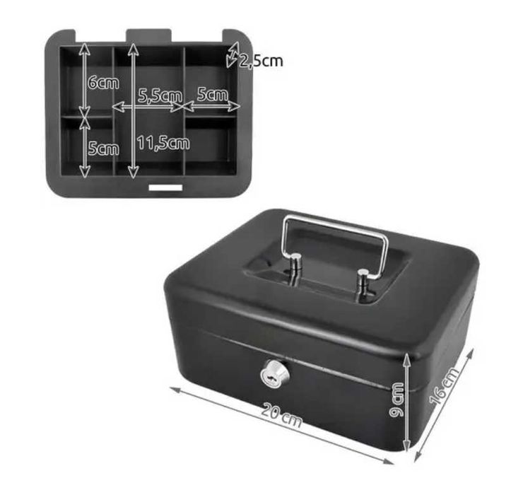 Металева касетна скринька для грошей та документів з ключем Сейф каса