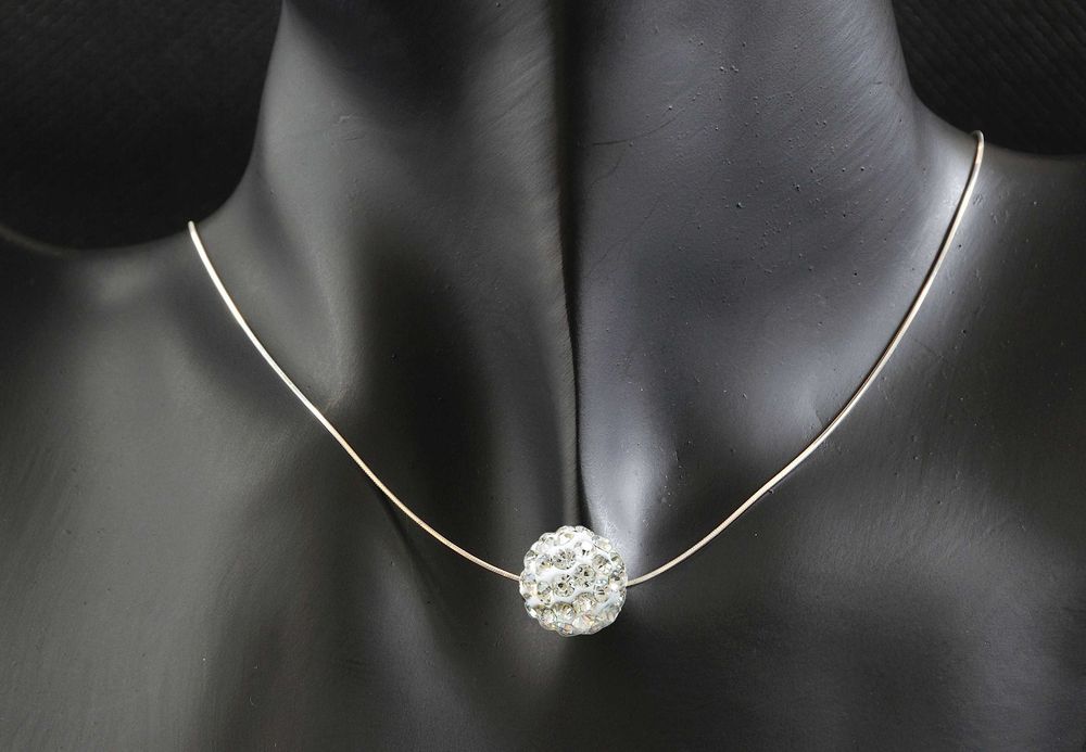 VERSIL łańcuszek ankier 45 cm kulka Swarovski 10 mm kolory SREBRO 925