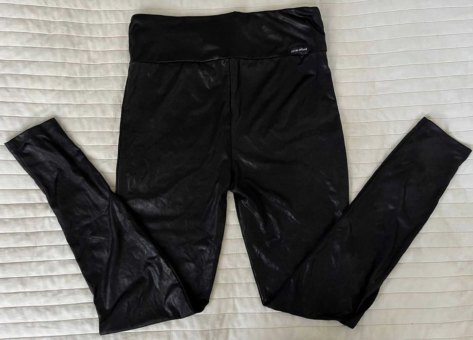 River island legginsy błyszczące czarne roz. 12 L 40