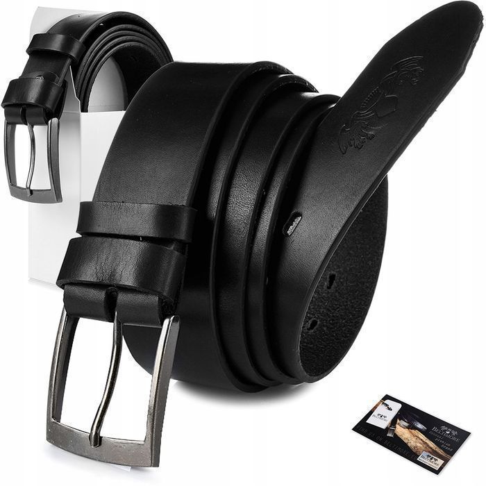 Skórzany pasek do spodni nadwymiar 135 150 cm długi plus size czarny