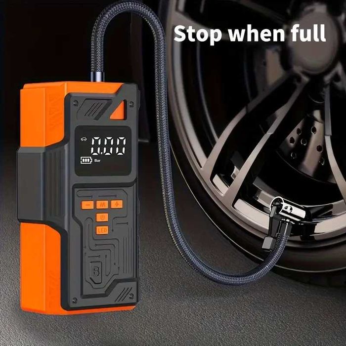 Стартер для авто 5000А 5в1 з компресором, павербанком і ліхтарем, SOS