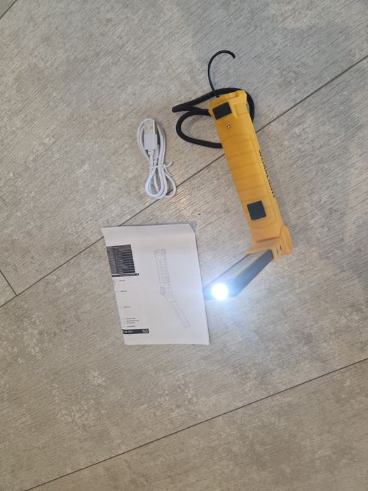 Latarka LED Lampa Warsztatowa z Magnesem Hakiem Akumulator USB