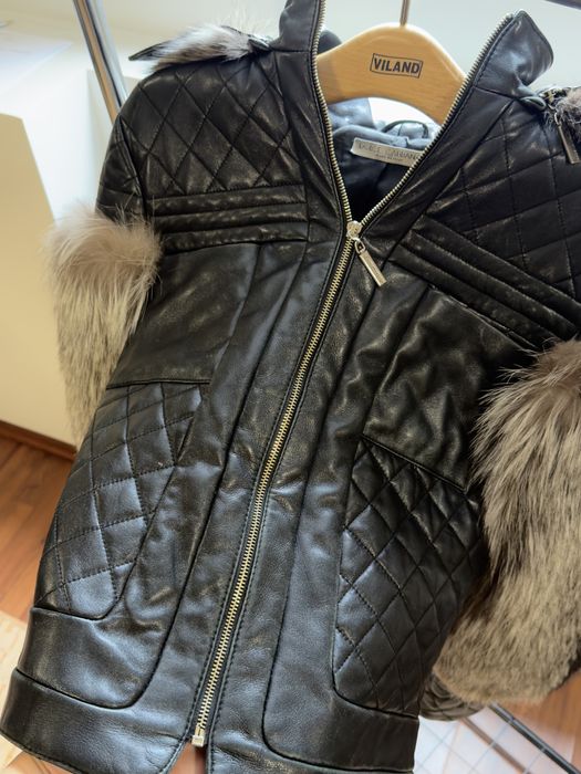 Шкіряна куртка Dolce&Gabbana с хутром чорнобурки