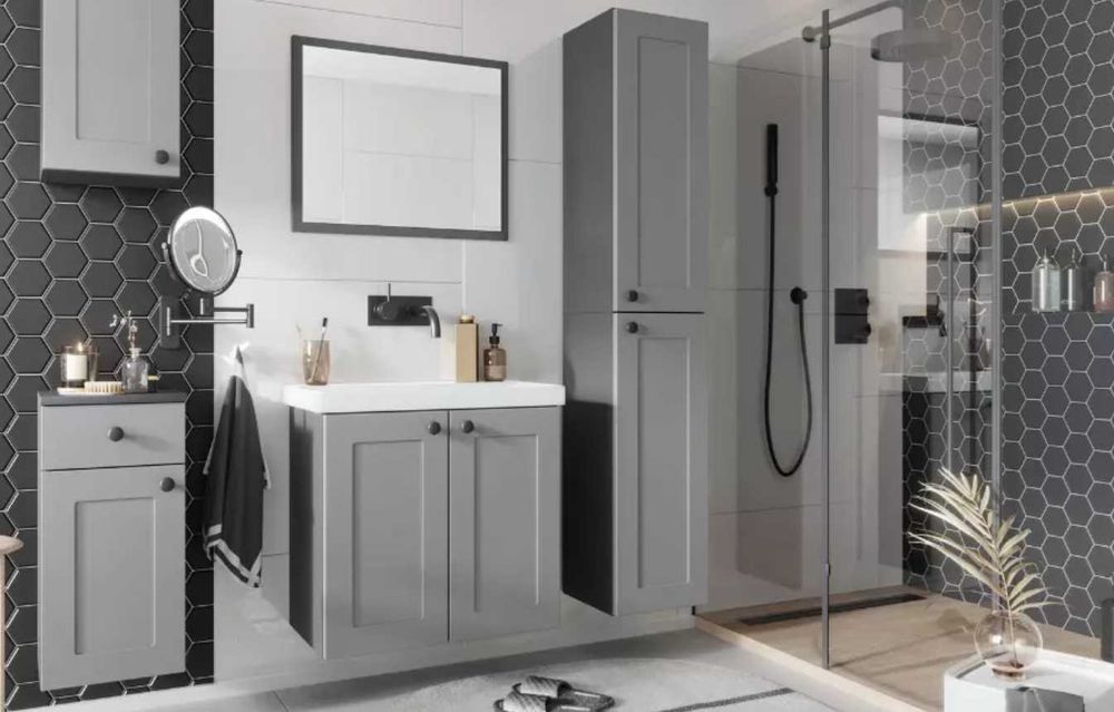 OUTLET Szafka łazienkowa 60cm szara wisząca