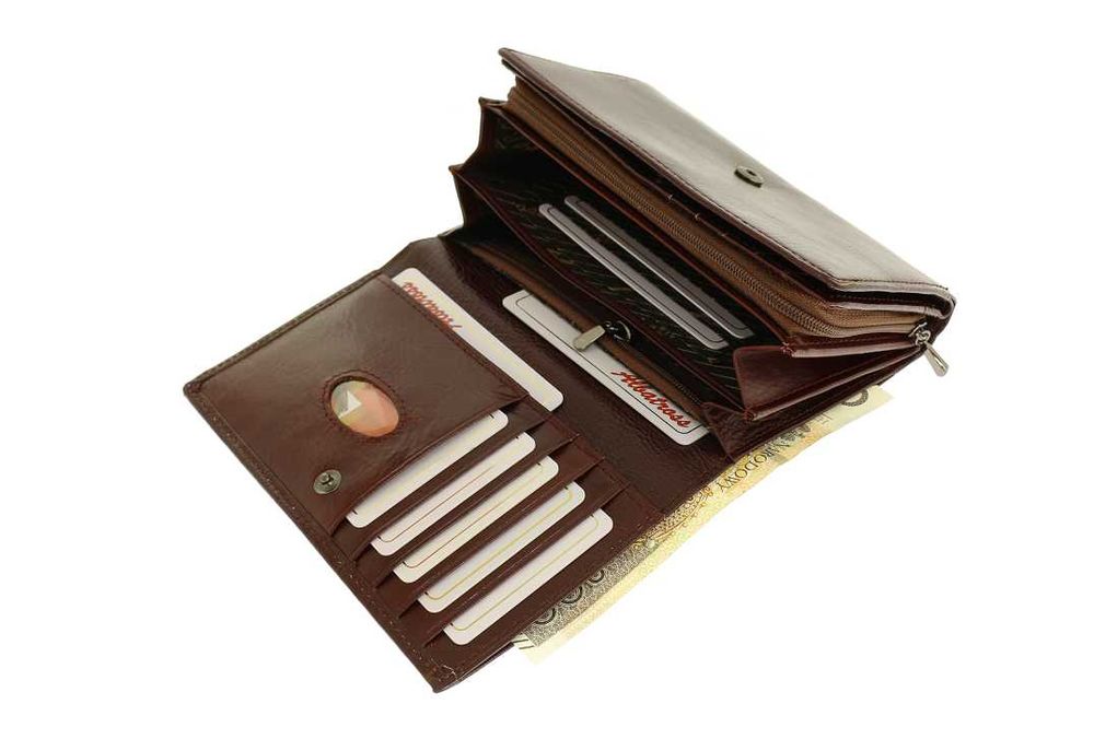 Skórzany portfel damski czarny skóra naturalna marki Albatross