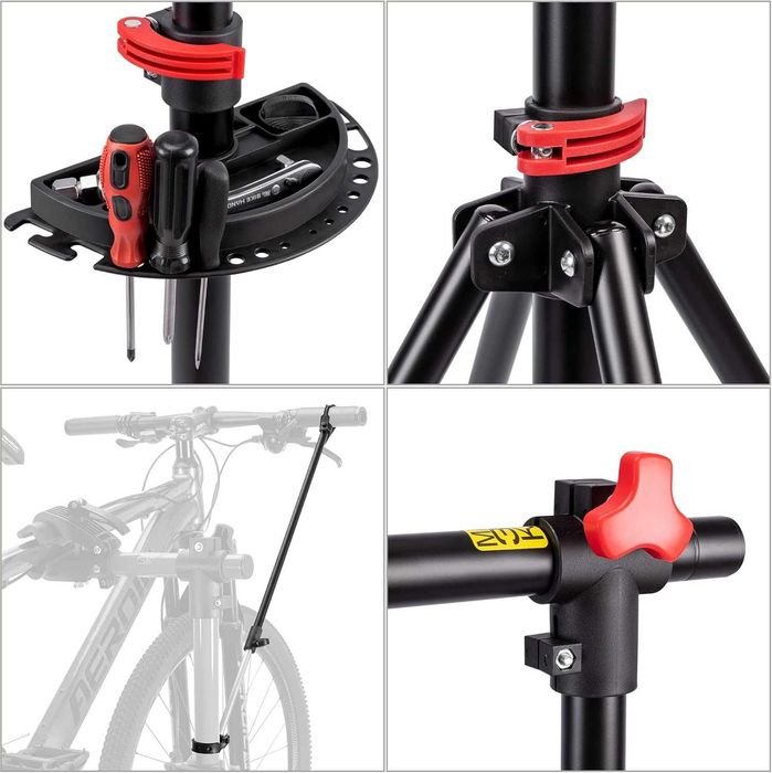 Suporte de Manutenção para Bicicleta Dobrável | Suporte de Reparação com Rotação 360° | Bandeja Magnética para Ferramentas | Até 27 kg (60 lbs)