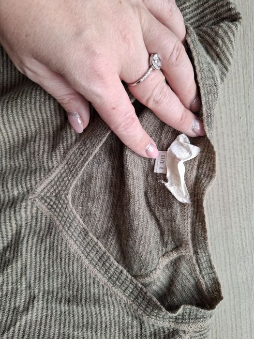 DIESEL L sweter cieniutki alpaka paski beżowa khaki