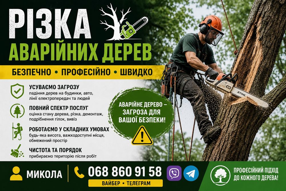 Спилювання Аварійних Дерев