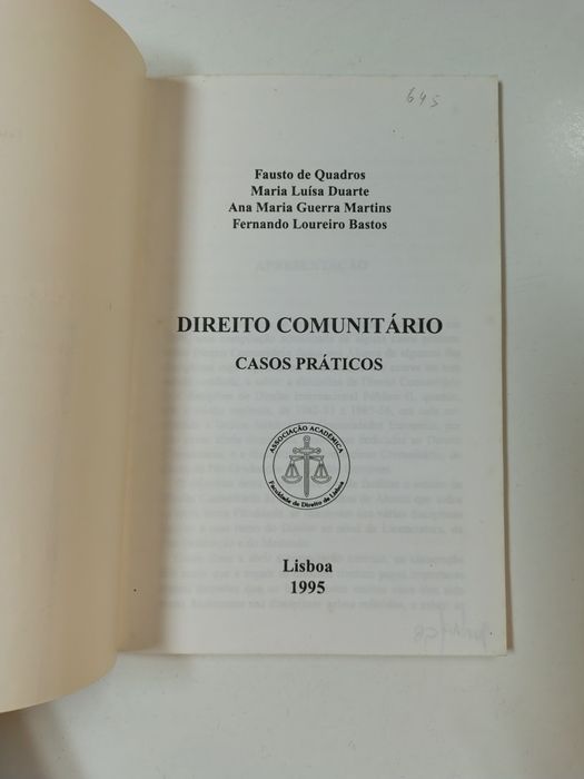 Direito Comunitário: Casos Práticos, de Fausto Quadros