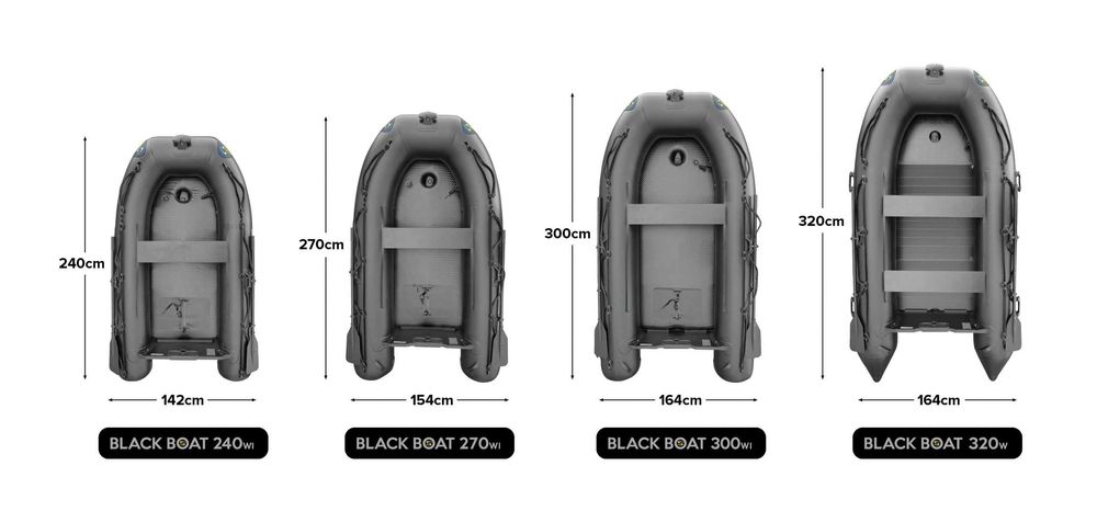 Ponton sportowy wędkarski 320 cm aluminiowa podłoga 55 kg Black Boat