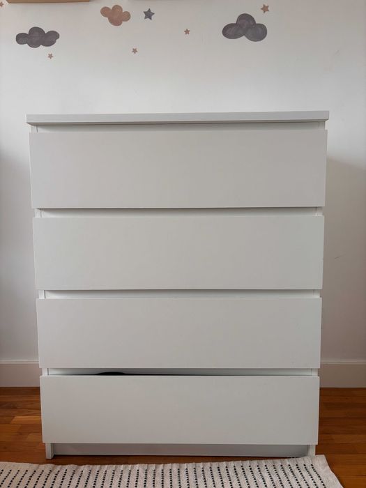 Cómoda c/4 gavetas, branco, 80x100 cm