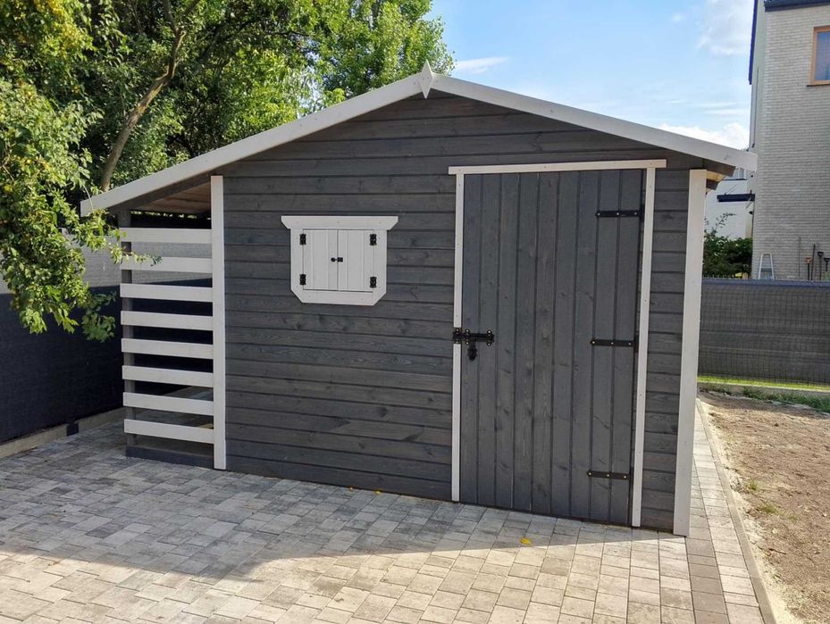 Domek ogrodowy, narzędziowy 3x3 z drewutnią 1m, montaż w cenie
