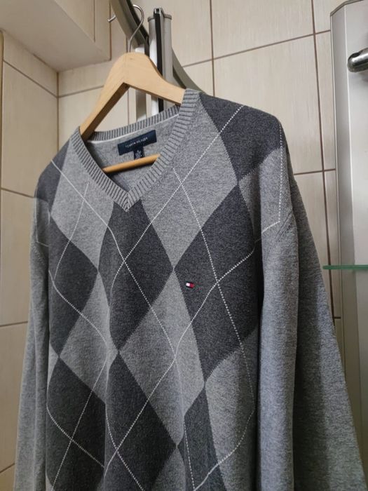 Sweter sweterek klasyczny Tommy Hilfiger denim XL siwy szary ciemny ja