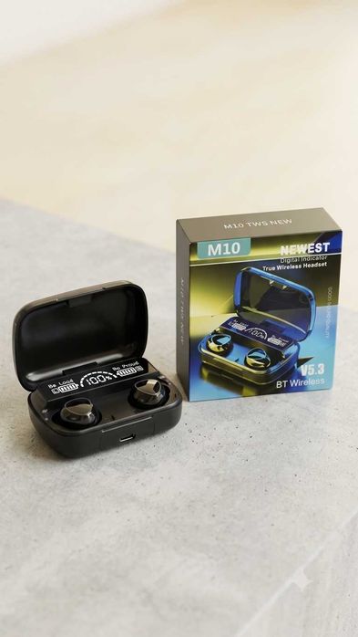 TWS True Wireless Earbuds Bluetooth M10 Waterproof Headset Black NEW