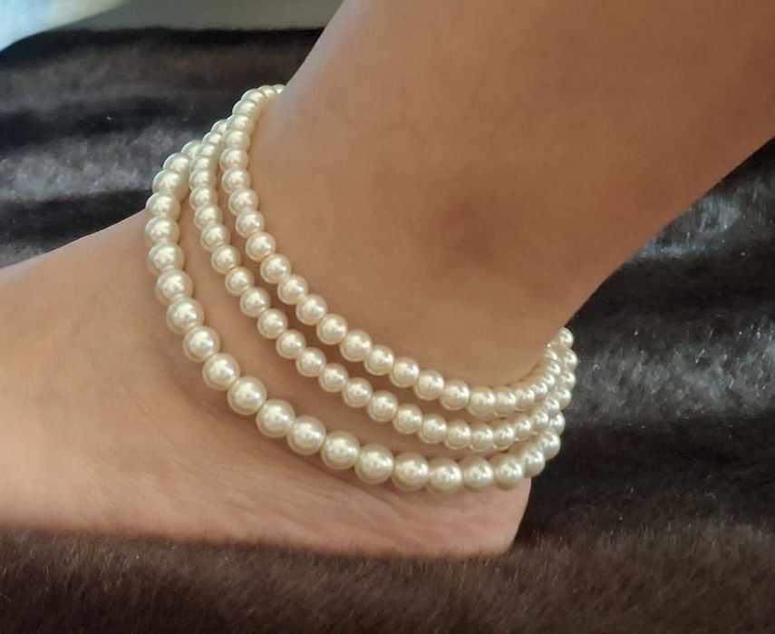 Tornozeleira de pérolas multicamadas