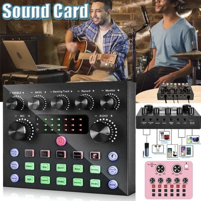 Зовнішня звукова карта V8S Live Sound Card / Аудіомікшер для стріму