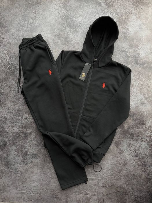 Чорний Спортивний Костюм Polo (Зіп худі + Штани) | Теплий Фліс | S–3XL