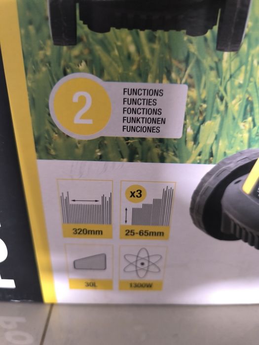 Máquina de cortar relva Powerplus 1300W + aparador | Fatura + garantia