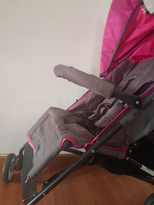 Carrinho de Passeio Asalvo (Guarda-chuva) + Cobre-pés | Rosa e Cinza