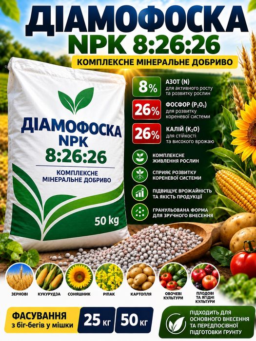 Діамофоска NPK 8-26-26 25 кг