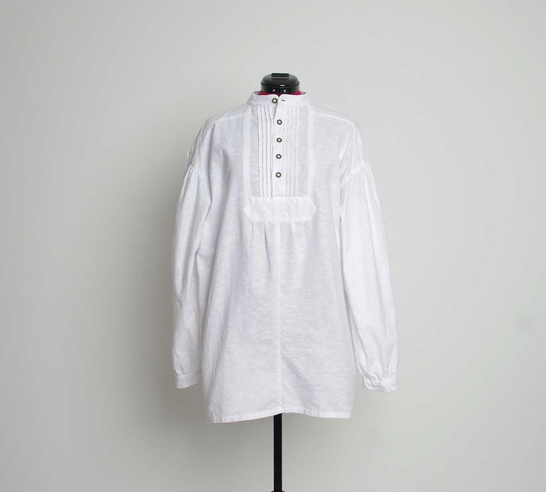 Tradycyjna męska koszula ludowa z lnem L vintage tracht