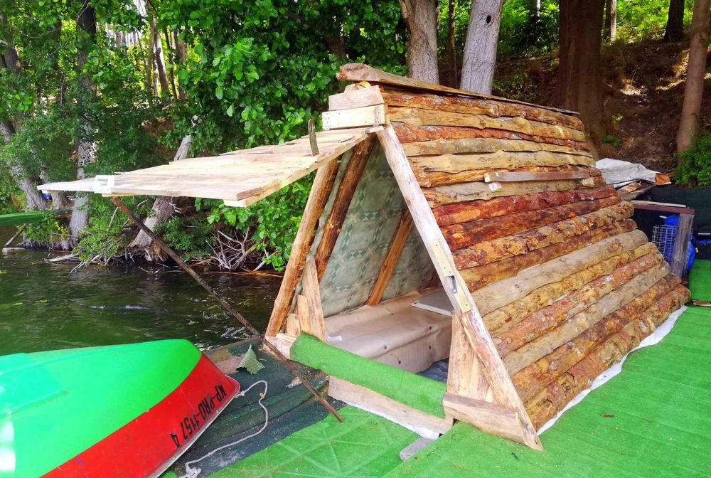 Domek kempingowy nad jeziorem płot, linia brzegowa, 40m-pomost, plaza