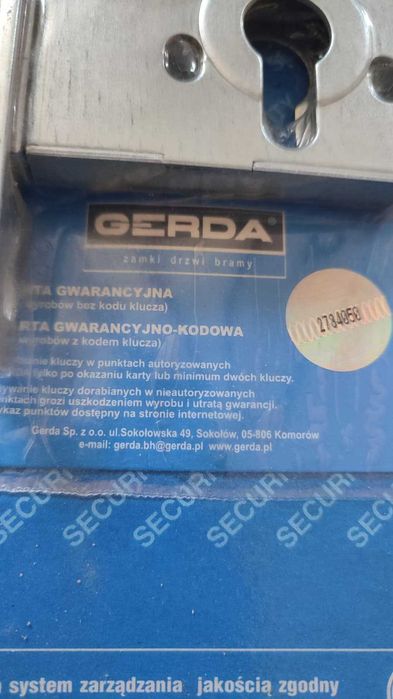 Zamek wpuszczany GERDA ZW500 na wkładkę - certyfikowany klasa 4