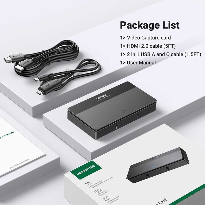 Карта захвата 4k UGREEN HDMI Full HD 1080P 60FPS Switch PS5 Xbox