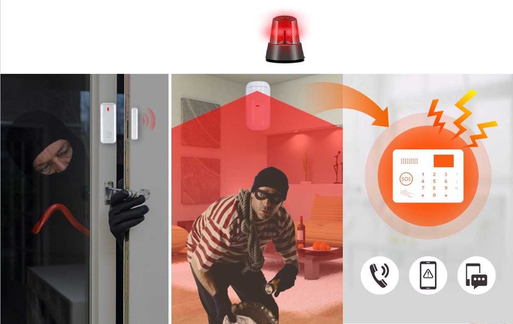 Bezprzewodowy Alarm System Gsm Wifi Sms Tuya Smart Po Polsku + 4Xpir